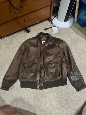 Vintage Adventure Bound Authentic A-2 Brown Leather Bomber Flight Jacket with Ma